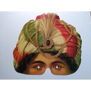 Vintage Turban Jewel Eye Mask Costume Accessory Cardboard